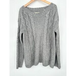 Jack Wills Womens Cable Knit Sweater Size 6 Grey Alpaca Blend Fisherman Preppy